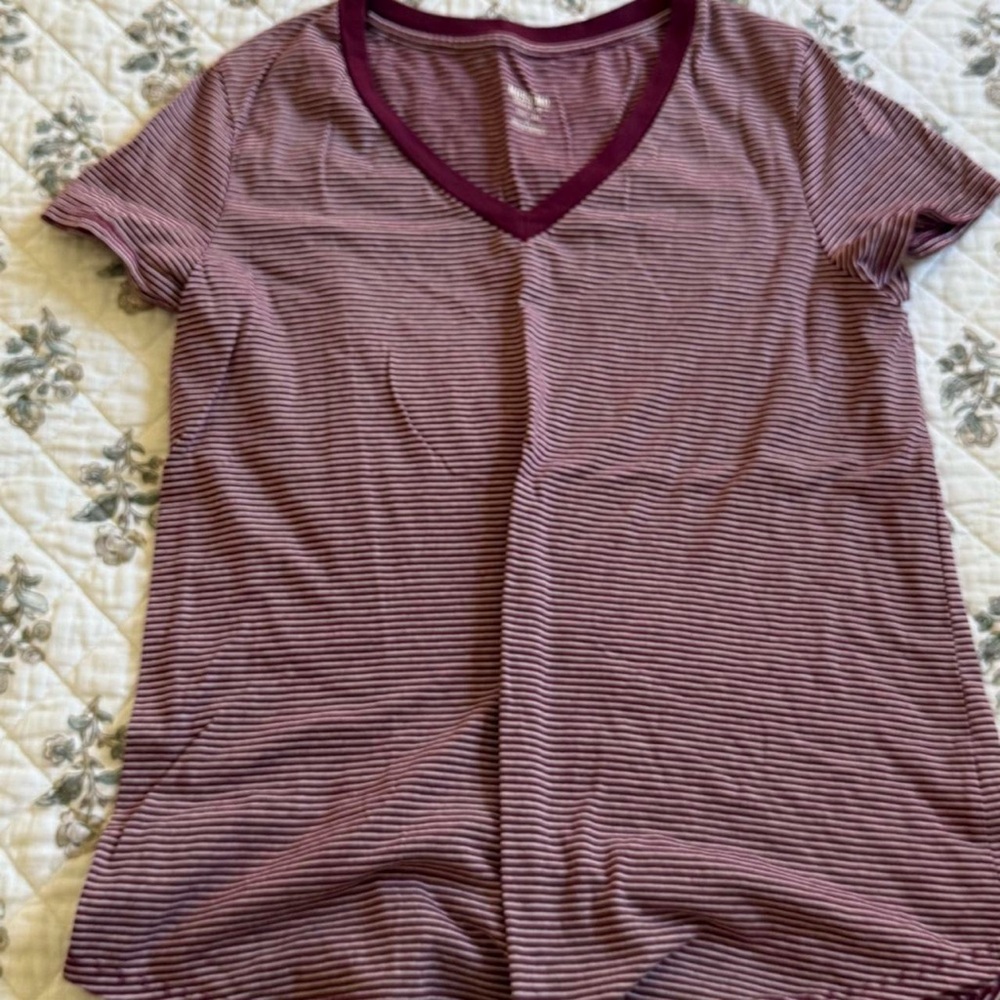 Red and White Striped Tee Shirt- Size Small